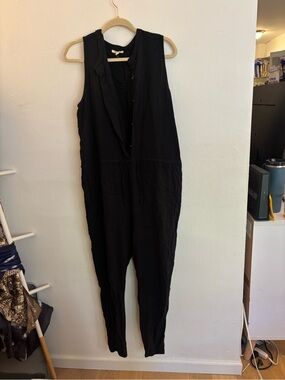 Splendid Black Sleeveless Jumpsuit with Drawstring Waist